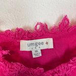 Umgee Women's 1XL Hot Pink Fray Tie Front Linen Blend Tank Top Spaghetti Strap Photo 2