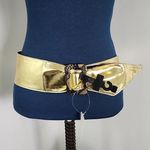 Reversible Metallic Gold and Black Lace Wide Belt New Photo 2