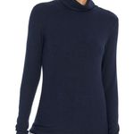 Three Dots  Blue Cowl Neck Long Sleeve Stretch Ribbed Blouse Top Size Xs X-small Photo 0