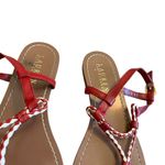 Ralph Lauren Lauren  Red White Braided Flat Sandals Strap Comfort Size 7.5 Womens Photo 2