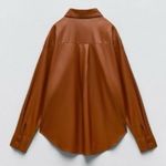 ZARA  Faux Leather Button Down Shirt Blouse Top Brown Size S NEW Photo 8