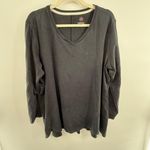 Isaac Mizrahi Live 2X Black Pima Cotton Essential V-Neck Long Sleeve Soft Knit Photo 0