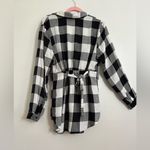 Time and Tru Black and White Checkered Button Down Shirt Maternity. Size L Photo 6