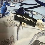 Karl Lagerfeld  Floral Long Sleeve Half Button Down Shirt Blue Sz XL Photo 5