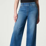 Spanx Women’s Seamed Front Wide Leg Pull On Stretch Jeans Vintage Indigo Size XL Photo 0