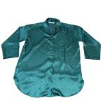 Victoria's Secret Vintage  Emerald Green Silky Sleep Shirt Pajama Dress M Photo 3