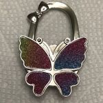 1PC Folding Hanging Bag Hook, Metal Frosted Butterfly Hook, Women’s Luggage Pink Photo 4