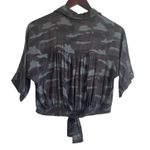 American Eagle Don't Ask Why Women Crop Top Tie Waist S Green Brown Camo Print Photo 2