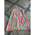 Lilly Pulitzer  Dusk Silk Dress Pink Green‎ Floral Spaghetti Strap Mini Photo 2