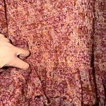 American Eagle  Floral Long Sleeve Smocked ruffled bodice Blouse size small Photo 5