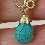 Gold tone faux turquoise fish hook earrings Photo 3