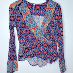 Free People  Falling for You Blue Boho Top Size M Photo 2