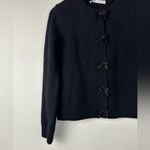 ZARA  Knit Crew Neck Sequin Bow Loose Fit Black Fuzz Cardigan Women’s Sz S Photo 2