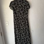 J Jill Dress Womens 4 Black White Floral Button Front Short Sleeve Rayon Midi Photo 4