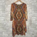 Fresh of LA Bohemian Geometric Print Dress Multicolor Size 2X Brown Photo 1