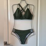 Tainehs Women's Push Up V Neck Bikini Sets Criss Cross Back Two Piece M Green Size M Photo 1