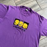 Anvil Vintage  Purple Tweety Bird Single Stitch Embroidered Graphic Tee Size XL Photo 1