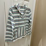 Roxy Wild and Free Baja Hooded Pullover Sweatshirt Size XL white pink blue Photo 2