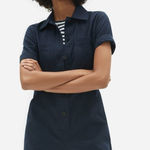 Everlane The Cotton Weave Romper Short Sleeve Pockets Navy Blue Size 00 Photo 0