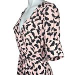 Topshop  Pink V Neck Printed Tie Waist Drop Waist Flowy Midi Wrap Dress Size 4 Photo 3