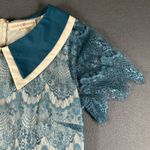 Altar'd State Vtg  Dress Womens S Teal Lace Overlay Peter Pan Collar Elegant Photo 5