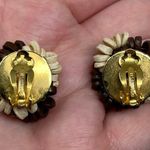 Les Bernard Vintage Signed Designer Round Circle Cluster Clip On Earrings Photo 3