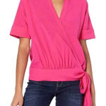 Trina Turk Pink Tour Wrap Short Sleeve Silk Cotton Top NWT Sz. XS Photo 0