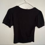 Caution to the Wind  Faux Wrap Crop Top Black Ribbed Photo 4