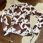 Altar'd State Cow Print Crop Long Sleeve Photo 0