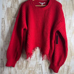No Boundaries  Red Chunky Cropped Fringed Sweater Pullover XXXL 3X Photo 0