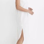 Madewell  Womens White Linen-Cotton Princess Seamed Square Neck Midi Dress Size M Photo 3