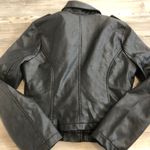 Women’s faux leather biker style jacket, small, pit to pit is 17, length is 18 Black Photo 1