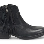 Born Shoes Born Black Suede Fringe Ankle Boots Kenia block Heel Western 7.5 boho western Photo 0