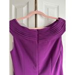 Adrianna Papell Purple Cocktail Dress – Size 10 – Rosette Neckline, Ruched Waist Photo 2