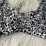 Athleta Zimbabwe Animal Print underwire Bikini swim Top black white blue 38 B C Photo 3