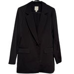 Joie  Womens Long Length Satin Crepe Unstructured Lined Blazer Black EUC 4 Small Photo 1