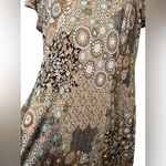 Plus Size Neutral Boho Hippie Earthy Southwestern Floral Aztec Stretch Mid Dress Photo 2