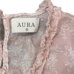 Aura  the Label Boho Ruffle Mini Dress Cut Out Long Sleeve Pink Floral Medium Photo 4