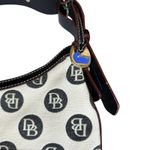Dooney & Bourke Vtg Monogram Shoulder Bag Purse Ivory Black Leather Trim 10.5x15 Photo 2
