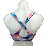 Adidas Blue Pink Tie Dye Square Neck Cross Back Athletic Sports Bra Crop Top XS Photo 1