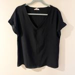 ee:some black chiffon blouse womens black drapey top shirt v neck Photo 0