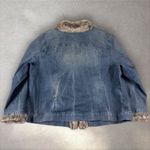 VTG 90s Y2K Midnight Velvet Denim Faux Fur Shag Penny Lane Coat Jacket 3XL Blue Size undefined Photo 3