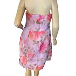 New York & Co. FLORAL PRINT PURPLE ORGANZA STRAPLESS RUFFLE DRESS (3X) Photo 4