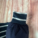 Chaser Navy Blue Striped Mixed Media Blouson Sleeve Pullover Hoodie Photo 5