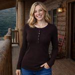 Ralph Lauren Y2K Polo  Chocolate Brown Ribbed Long Sleeve Capsule Bella Swan M Photo 1