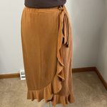 Green Envelope Faux Wrap Ruffle Tie Skirt Size M Brown Size M Photo 1