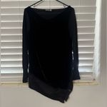 MINT VELVET BLACK LONGLINE TUNIC JUMPER WITH VELVET FRONT & SILK TRIM SIZE 8 Photo 2