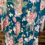 Jantzen NWOT  Teal Blue Isn't It Romantic Floral Kimono Swim Cover-Up Women Small Photo 7