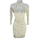 ASOS  Floral Lace Bodycon Mini Dress 2 Cream Sheer 3/4 Sleeves V Neck Lined Photo 3