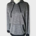 prAna Womens Striped Hoodie Sweatshirt sz Large Black Gray Stripes Gorpcore Cozy Photo 0